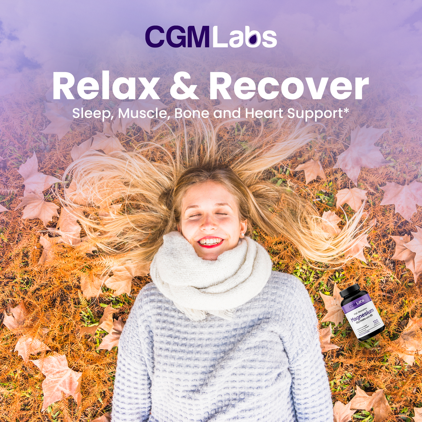 Magnesium Glycinate & Vitamin B6 Supplement- 3rd Party Lab Tested