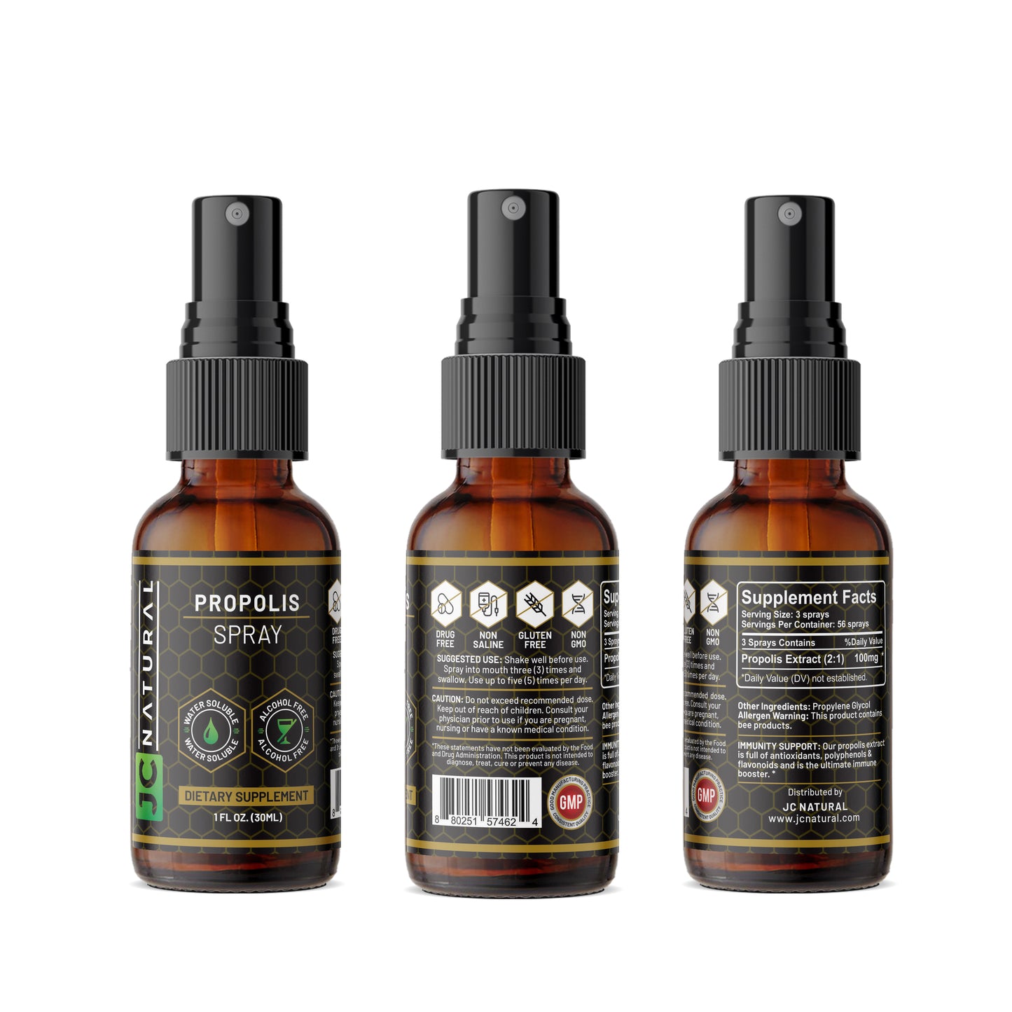 JC Natural - Water Soluble Propolis Spray - 1 fl oz. (30ml)