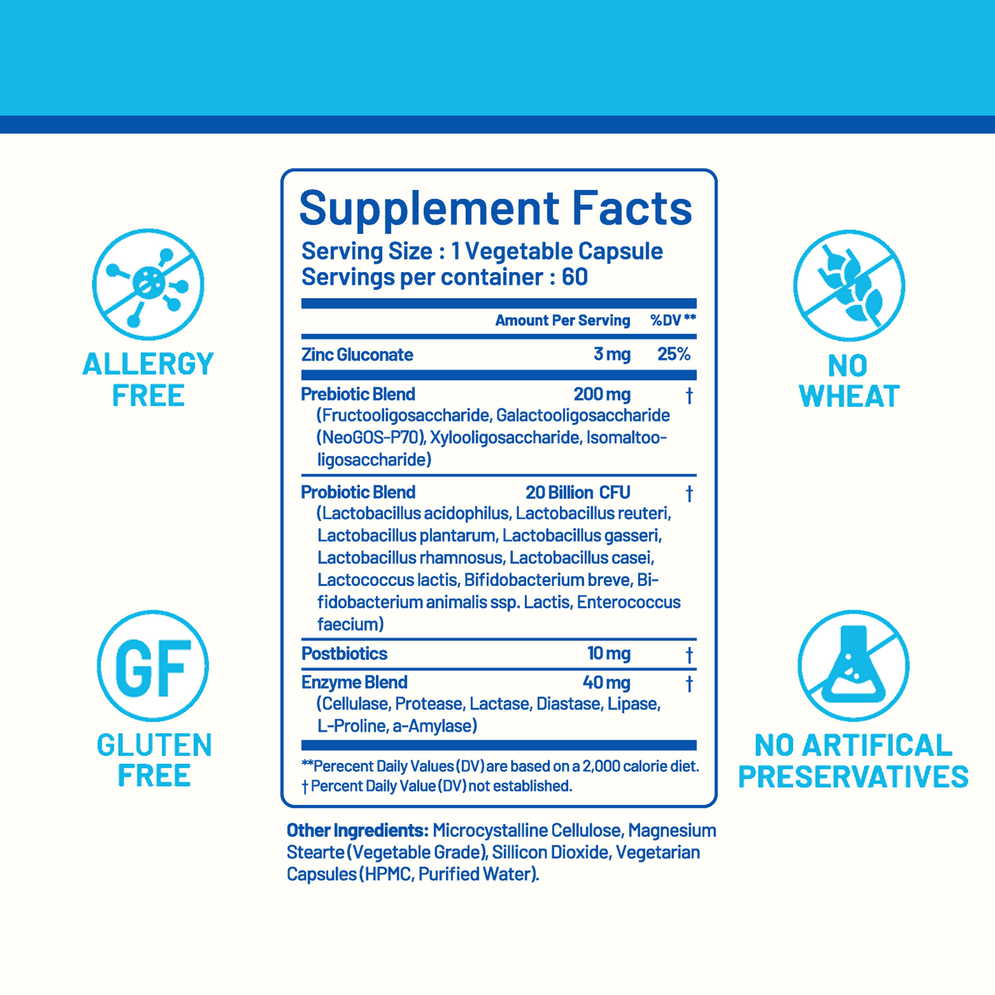 CGM Labs - 3 in 1 Probiotics - Prebiotics + Probiotics + Postbiotics All in one - 60 Veg Caps