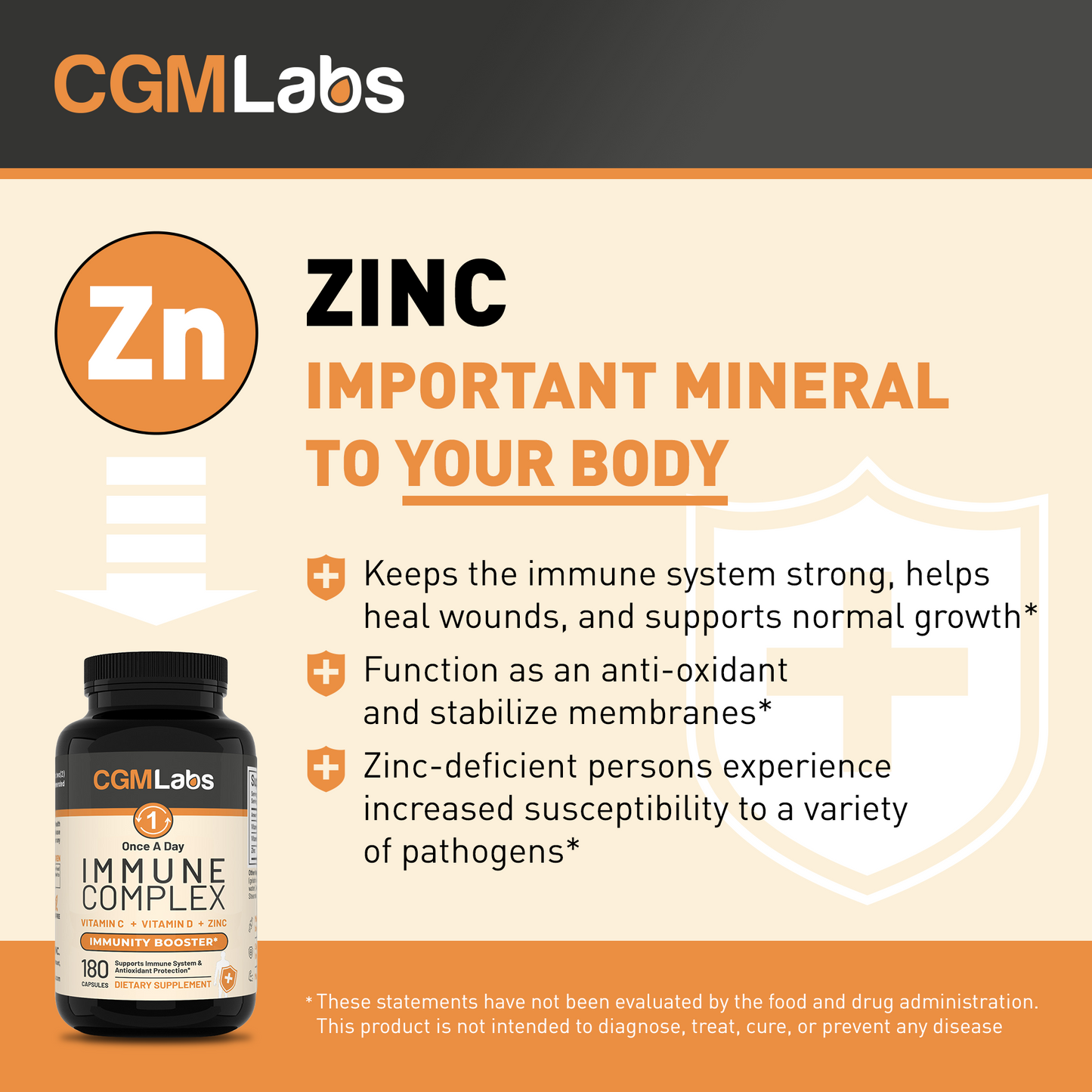 CGM Labs - Once A Day Immune Complex - 180 Capsules