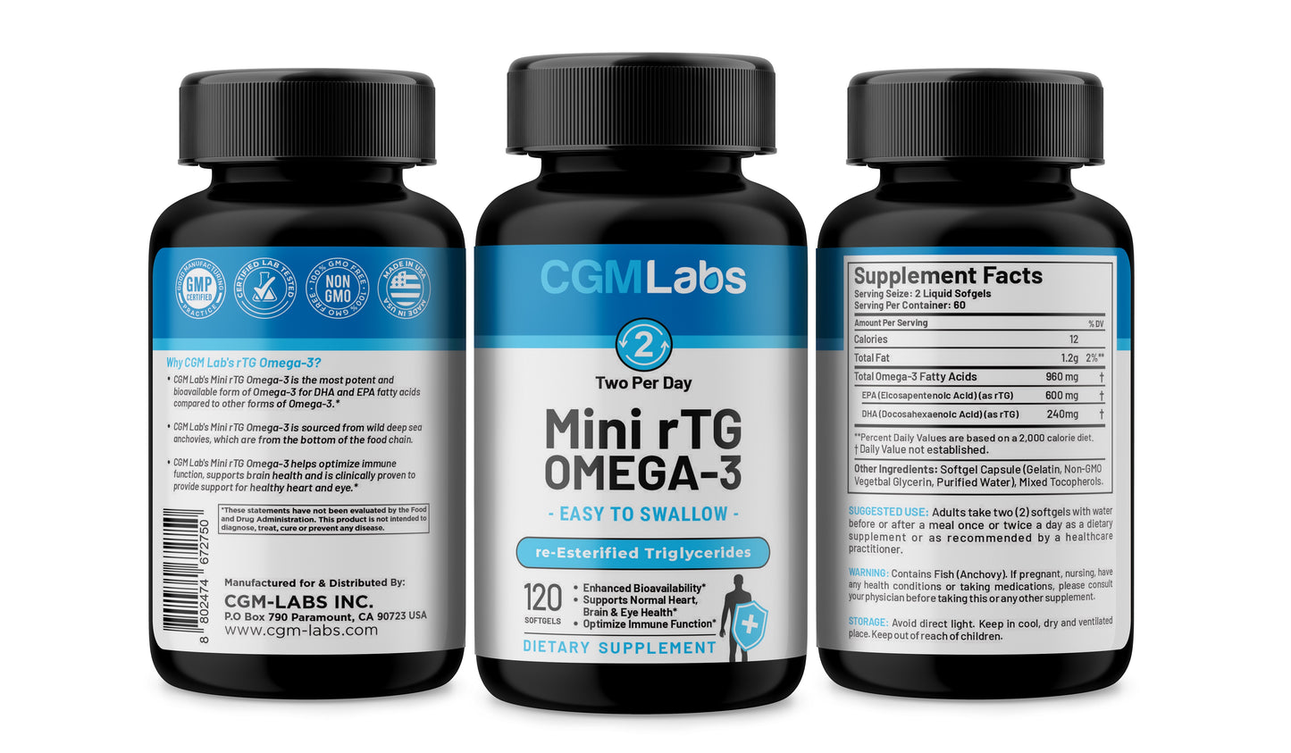 CGM Labs - rTG Omega 3 Fish Oil, 960mg - 120 Softgels