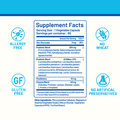 CGM Labs - 3 in 1 Probiotics - Prebiotics + Probiotics + Postbiotics All in one - 60 Veg Caps